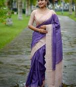 Wine color tussar silk blend checks printed style kanth weaving saree