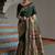 Dark green color banarasi silk paithani zari weaving saree