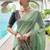 Sea green color chanderi cotton resham weaving party wear saree