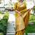 Yellow color handloom raw silk weaving pallu saree