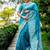Sky blue color handloom raw silk weaving pallu saree