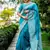 Sky blue color handloom raw silk weaving pallu saree