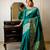 Rama green color handloom raw silk weaving pallu saree