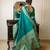 Rama green color handloom raw silk weaving pallu saree