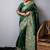 Green color handloom raw silk weaving pallu saree