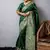 Green color handloom raw silk weaving pallu saree