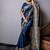 Blue color handloom raw silk weaving pallu saree