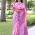 Pink color banglori handloom raw silk waving buttis saree