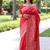 Red color banglori handloom raw silk waving buttis saree