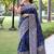 Blue color banglori handloom raw silk waving buttis saree