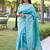 Sky blue color banglori handloom raw silk waving buttis saree