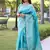 Sky blue color banglori handloom raw silk waving buttis saree