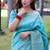 Sky blue color banglori handloom raw silk waving buttis saree