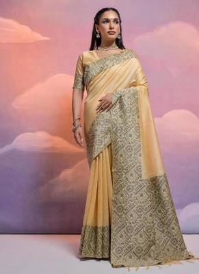 Chiku color banglori handloom  silk blend waving saree 1