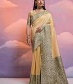 Chiku color banglori handloom  silk blend waving saree