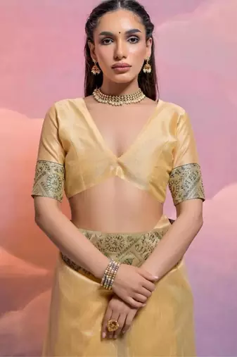 Chiku color banglori handloom  silk blend waving saree