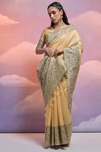 Chiku color banglori handloom  silk blend waving saree