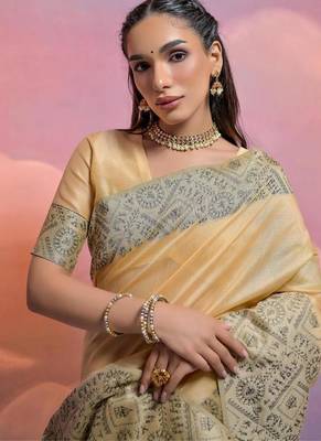 Chiku color banglori handloom  silk blend waving saree 4