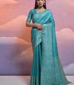 Sky color banglori handloom raw silk waving saree