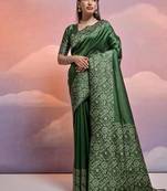 Green color banglori handloom  silk blend waving saree