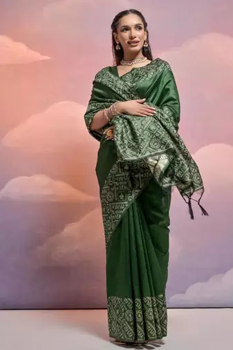 Green color banglori handloom  silk blend waving saree