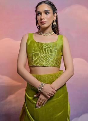 Mehandi color banglori handloom  silk blend waving saree 2