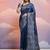 Blue color banglori handloom raw silk waving saree