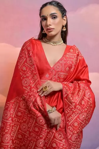Red color banglori handloom  silk blend waving saree
