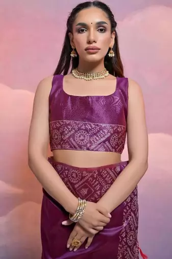 Purple color banglori handloom  silk blend waving saree
