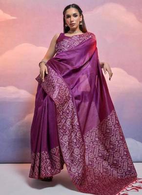 Purple color banglori handloom  silk blend waving saree 3