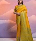 Musturd color banglori handloom raw silk waving saree