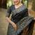 Black color handloom raw silk weaving pallu saree