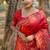 Red color handloom raw silk weaving pallu saree