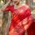 Red color handloom raw silk weaving pallu saree