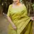 Mehendi color handloom raw silk weaving pallu saree