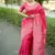 Pink color handloom raw silk weaving pallu saree