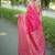 Pink color handloom raw silk weaving pallu saree