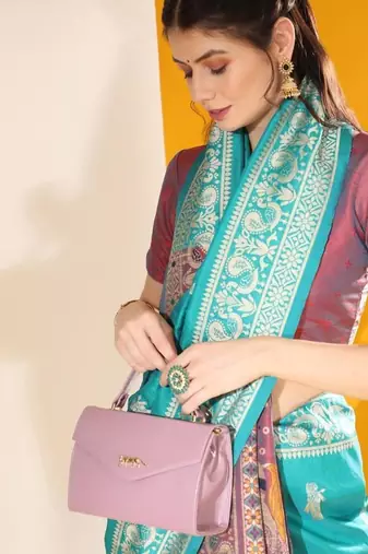Sky blue color raw silk two tone weaving work saree
