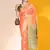 Orange color raw silk two tone weaving work saree