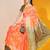 Orange color raw silk two tone weaving work saree