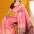 Pink color raw silk two tone weaving work saree