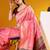 Pink color raw silk two tone weaving work saree