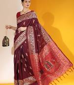 Purple color  silk blend two tone weaving work saree