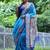 Sky blue color raw silk madhubani warli printed saree