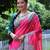 Pink color raw silk madhubani warli printed saree
