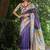 purple color raw silk kalamkari printed saree