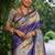 purple color raw silk kalamkari printed saree