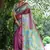 Purple color raw silk kalamkari printed saree