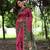 Pink color raw silk peacock printed saree