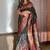 Black color pashmina silk kashmiri meena weaving saree
